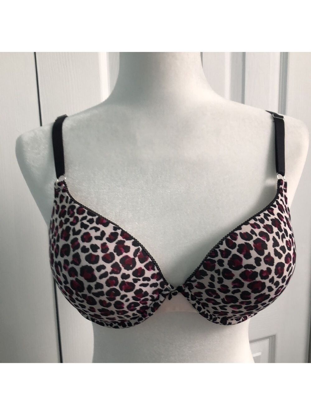 LILY OF FRANCE Animal Print Push-Up Underwire Bra Size 36C